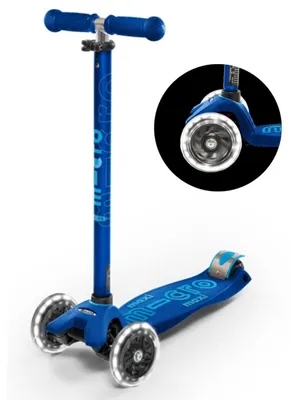 Produktbild von Micro Kinderroller Maxi Deluxe LED marineblau - höhenverstellbarer Lenker - LED Räder