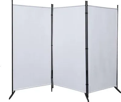 Produktbild von DigiRigi® Paravent Raumteiler 3-teilig 260 x 177 cm – Weiß, Sichtschutz für Innen & Garten, Polyesterstoff & Stahlgestell, faltbar, leicht transportierbar
