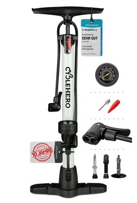 Produktbild von Fahrradpumpe alle Ventile - Leistungsstarke Fahrrad Pumpe Luft – Fahrrad Luftpumpe Französisches Ventil - Luftpumpe Fahrrad Standpumpe mit Manometer