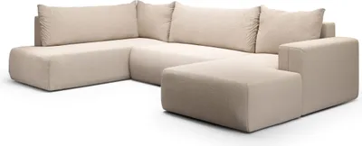 Productafbeelding van FEDVE Hoekbank Serole XL, U-vormige bank met slaapfunctie, bedlade, bankstel, links, beige (Aragon 03)