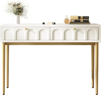 Produktbild von okwish Sideboard 100x45x76.5cm Schminktisch mit 2 Schubladen für Schlafzimmer, Weiß
