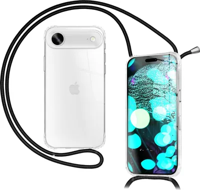 Produktbild von Hülle "Hangit" für iPhone 17 Air - Klare Schutzhülle mit Band zum Umhängen, 160cm Handy Kette verstellbar - Mitternacht Schwarz