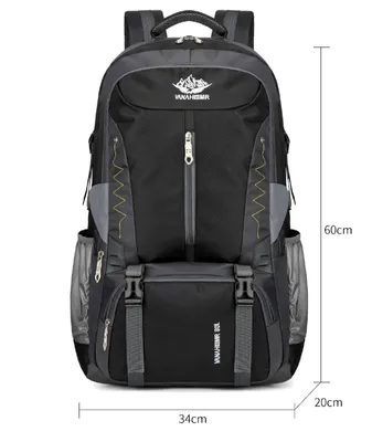 Produktbild von Trekkingrucksack 60L Rucksack Wanderrucksack Outdoor Reiserucksack wasserabweisend schwarz