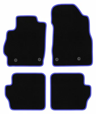 Productafbeelding van Velours automatten voor Mazda 2 II 2007-2015 (hatchback) – 4-delig, zwart/blauw, op maat – Wielganizator CARLUX