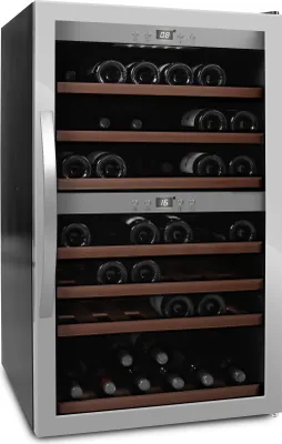 Produktbild von mQuvée Freistehender Weinkühlschrank - WineExpert 66 Stainless | 2 Temperaturzonen | Kapazität 66 Flaschen | Glastür mit UV-Schutz