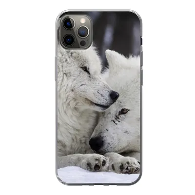 Produktbild von MuchoWow® Handyhülle Schutzhülle Hülle für iPhone 13 Pro Max Wölfe - Schnee - Familie Silikon Softcase Handy Hülle - Mobiltelefon