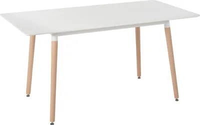 Zdjęcie produktu dla BELIANI Stół do jadalni biały z jasnym drewnem MDF drewno bukowe 80x120/150 cm rozsuwany blat salon skandynawski
