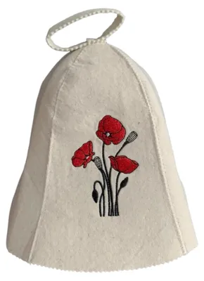 Produktbild von Saunahut aus Wollfilz (Mohn 501-150) Saunamütze mit witzigen Motiven, Filz Kopfschutz Saunakappe Filzkappe Mütze Filzhut Kappe Sauna Hut
