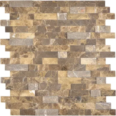 Produktbild von selbstklebende Verbund Mosaikstäbchen Naturstein emparador braun Fliesenspiegel Küche Wand Optik MOS200-M52