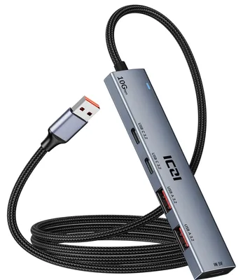 Productafbeelding van ICZI USB-hub 3.2, verdeelstuk met 4 poorten, 10 Gbps, USB 3.2 Gen 2 adapter