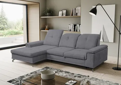 Produktbild von VENASI PANAMA Links Ecksofa mit Schlaffunktion und Bettkasten Schlafsofa GRAU Sofa L Form Eckcouch