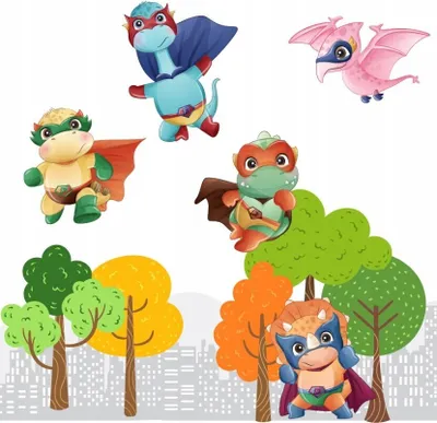 Produktbild von Wandtattoo Tapfere Dinosaurier, mit umweltfreundlichen, geruchsneutralen Druckfarben - Wandsticker, Wandaufkleber Kinder 150 x 250 cm