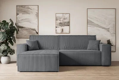 Produktbild von ALTDECOR Ecksofa mit Schlaffunktion und Bettkasten Corner Sofa Eckcouch Couch L-Form universal, links/rechts Schlafcouch Ausziehbar Wohnlandschaft Schlafsofa CELTIC-XL - 277x143x83cm Dunkelgrau