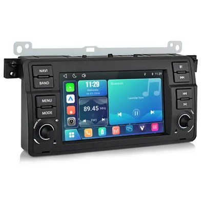 Image de Autoradio Linux pour BMW Série 3 E46 (1999–2004) | CarPlay sans fil & Android Auto, Bluetooth 5.0, EQ, Commandes au volant