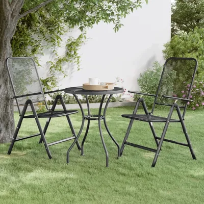 Produktbild von "2026 Promotion" Klappbare Gartenstühle 2 Stk. - Hohe Qualität - Streckgitter Anthrazit - Gartenstühle CC9605