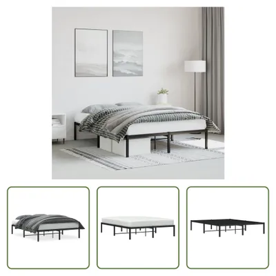 Produktbild von The Living Store Bettgestell Metall Schwarz 140x200 cm