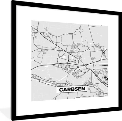 Produktbild von MuchoWow® Gerahmtes Poster Karte - Deutschland - Garbsen - Stadtplan 40x40 cm - Poster mit Schwarzem Bilderrahmen Wandposter Rahmen Foto Bilder - Poster - Plakat im Rahmen