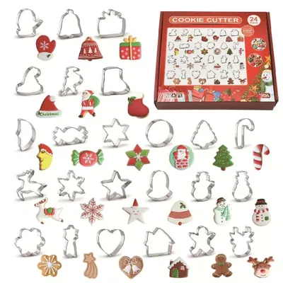 24er Set Weihnachts-Plätzchenausstecher aus Edelstahl