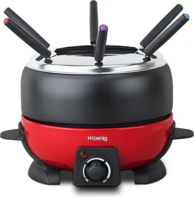 Immagine prodotto di Apparecchio per fonduta H.Koenig ALP1800, 6 persone, capacità 2 l, termostato regolabile fino a 190 °C, 800 W, rosso/nero