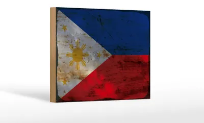 Produktbild von Holzschild Flagge Philippinen 18x12 cm Philippines Rost Dekoration