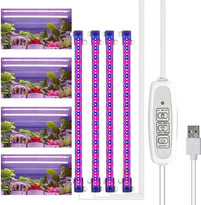 Produktbild von Weiße LED-Pflanzenwachstumsstreifen, 16 Zoll, 6000 K T5 Vollspektrum, 240 LEDs, Auto Ein/Aus, 3/6/12 Stunden Timer und 5 Helligkeitsstufen.
