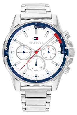 Produktbild von Tommy Hilfiger Multi Zifferblatt Quarz Uhr für Herren mit Silbernes Edelstahlarm