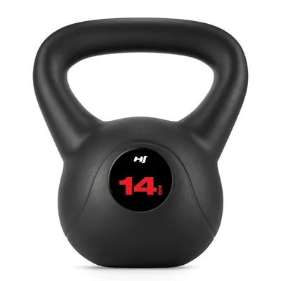Produktbild von Hop-Sport Kettlebell 14kg, Vinyl Kugelhante, ergonomischer Griff, Schwunghantel in Größen von 4–20 kg, Krafttraining Zuhause für Damen & Herren