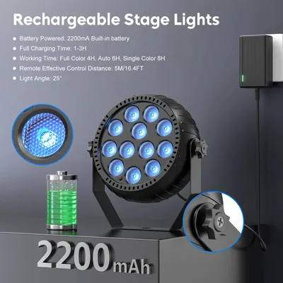 Produktbild von 4er-Set LED-PAR-Scheinwerfer - Bühnenbeleuchtung - RGB - DMX512 - Musiksteuerung - Mini - EU-Stecker