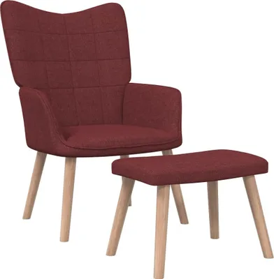 Produktbild von CLORIS Loungesessel Relaxsessel Wohnzimmersessel mit Hocker Weinrot Stoff, 11 kg