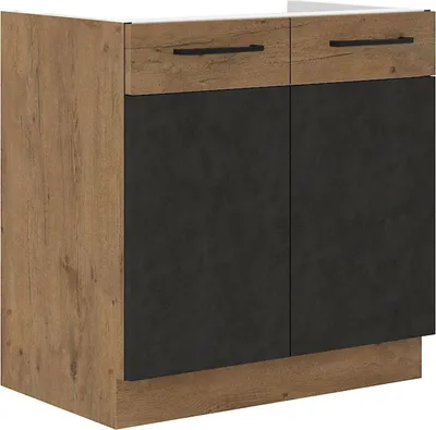 Produktbild von Vigo Spülenschrank 80cm Eiche Lancelot Matera Grau Küchenzeile Küchenblock Küche