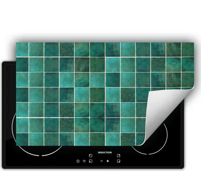 Produktbild von DarHaus Herdabdeckplatte 90x52 cm Anti Rutsch Matte Aufrollbar, grün - Mosaik