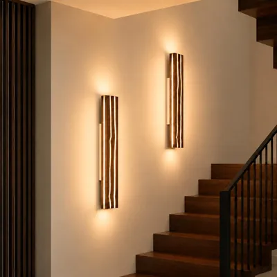 Obrázok produktu pre ZMH Nástenné svietidlo, drevo, 50 cm, 2 kusy, LED, moderný dizajn, teplá biela, 8W, nástenné osvetlenie, vnútorné svietidlo vhodné do obývačky, spálne, chodby, schodiska alebo jedálne