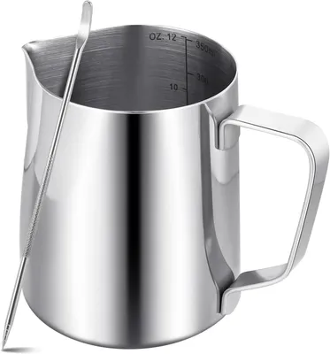 Productafbeelding van Melkkannetje met decoratiestift, 350 ml roestvrij staal