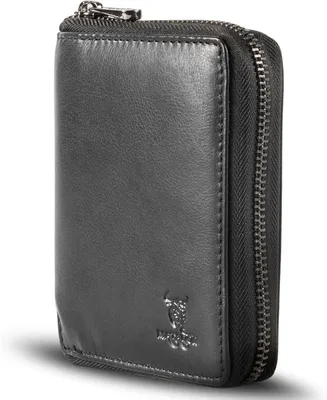 Produktbild von Herren Geldbörse Leder mit edler Geschenk Box,Elegantes Portemonnaie Herren mit RFID Blocker,Luxus Geldbörse mit Reißverschluss und Viele Kartenfächer