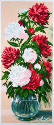 Zdjęcie produktu dla Szydełkowy zestaw do haftu krzyżykowego "Peonie" firmy CdA Impreso, model pa1058, wymiary 16 x 38 cm