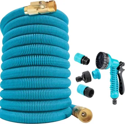 Produktbild von RealG RC-K-2231 Flexibler Gartenschlauch mit Premium-Spritzpistole, 5–15 m (1/2" und 3/4")