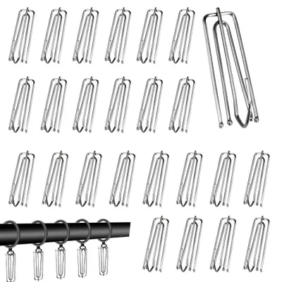 Gardinenschienen-Haken aus Metall, 50 Stück, silber, 2,5 cm