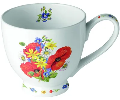 Porzellanbecher 450 ml Fine Bone China Blumenwiese