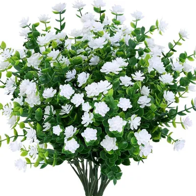 Produktbild von Künstliche Blumen,4 Stück Kunstblumen Grün UV-beständige Pflanzen Sträucher Unechte Blumen Innen Draussen für Zuhause Garten Braut Hochzeit Party Nachbildung
