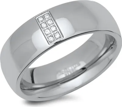 Produktbild von Polierter Unique Edelstahlring mit 8 Zirkonia R9214cz
