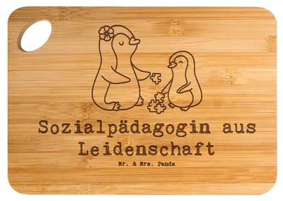 Produktbild von Mr. & Mrs. Panda Schneidebrett Sozialpädagogin Leidenschaft - Transparent - Geschenk, Frühstücksbrettchen, Frühstücksbrett, Holzbrett, Hackbrett, Brett