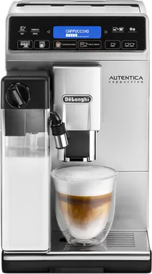 Immagine prodotto di De'Longhi Autentica Cappuccino - Macchina da caffè super automatica, serbatoio del latte, montalatte, ricette automatiche, display LCD e touch panel, 1450 W, ETAM 29.660.SB, argento