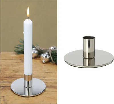 Produktbild von Novaliv Stabkerzenhalter Metall SILBER 10x5cm Home Deko vintage weihnachtliche Tischdeko Kerzenständer Kerzenpin scandic chic Kerzenhalter Retro Wohnzimmerdekoration Dekoschale