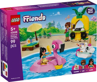 Obrázok produktu pre LEGO® Friends Párty pri bazéne s jednorožcom a plameniakom 42658