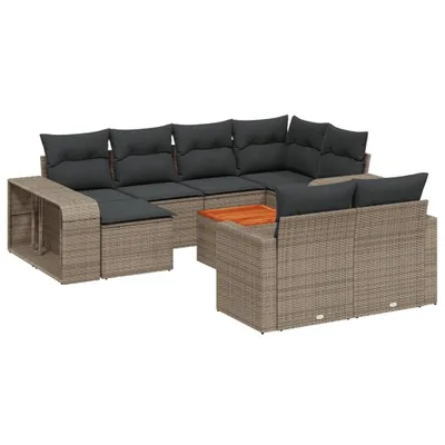 Immagine prodotto di Set Divani da Giardino 11 pz con Cuscini in Polyrattan Grigio