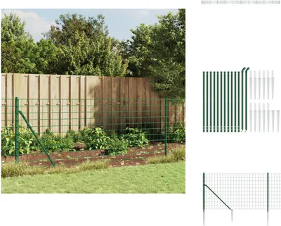 Produktbild von vidaXL Maschendrahtzaun mit Bodenhülsen Grün 0,8x25 m -  Zaunfelder