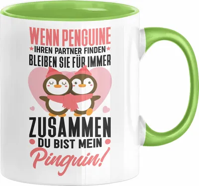 Produktbild von Valentinstag Tasse Geschenk Wenn Pinguine Ihre Partner Finden Bleiben Sie Für Immer Zusammen Spruch Freundin Freund Liebe (Grün)