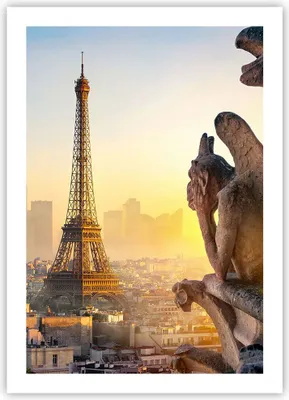 Produktbild von Poster - Poster ohne Rahmen - Wasserspeier Turm Eiffel - 50x70 cm - Wand Bild - Wanddeko - Wandbilder - Kunstposter - Wandposter - Bilder - Kunstdruck - Wanddekoration - Wandbild - P2XPA50x70-4633