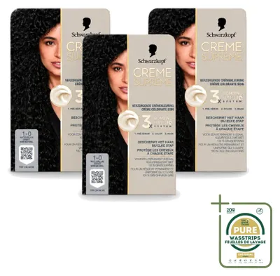 Imagen del producto de 3 unidades de Schwarzkopf Creme Supreme 1-0 ( Natural) - 245g - Paquete de suministro
