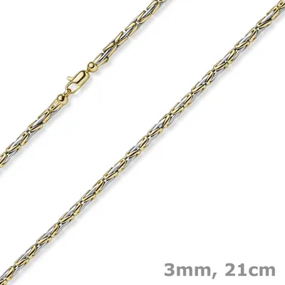 Produktbild von 3mm Armband Armkette runde Königskette 585 Gold gelb/weiß bicolor 21cm Uni